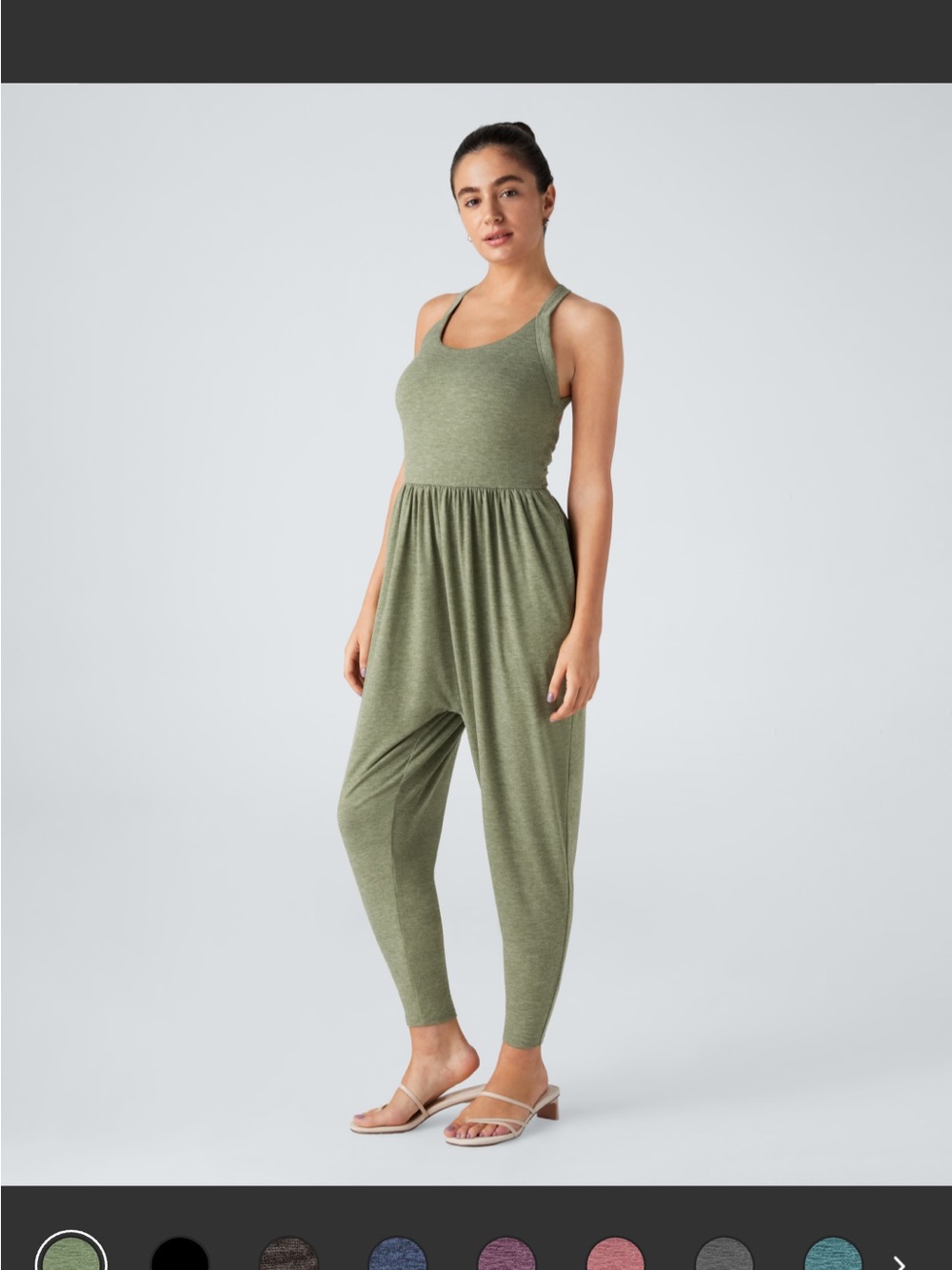 HALARA Olive Green Racerback Jumpsuit